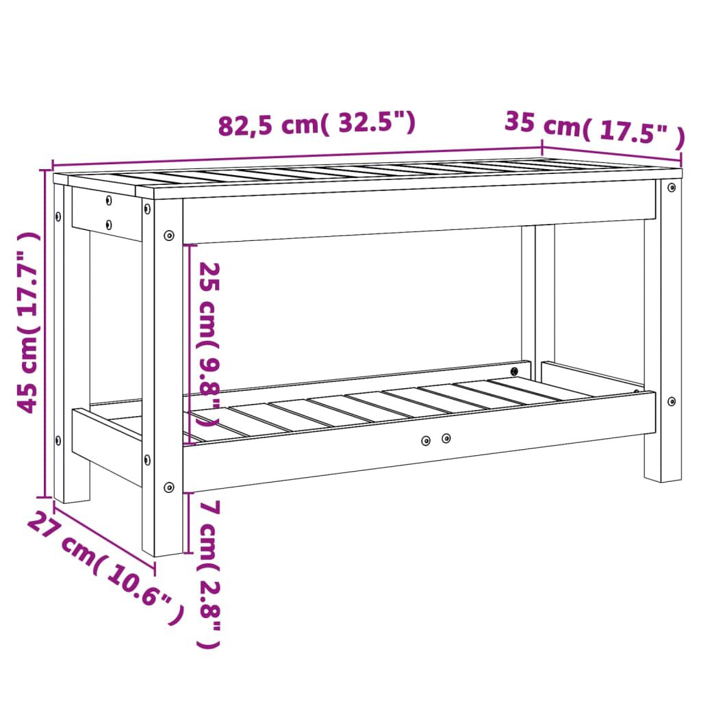 vidaXL Παγκάκι Κήπου 82,5 x 35 x 45 εκ. από Μασίφ Ξύλο Πεύκου