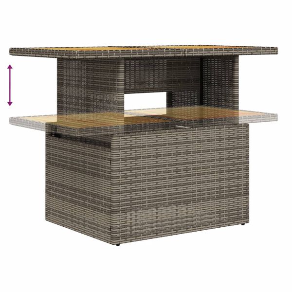 vidaXL Τραπέζι Κήπου Γκρι 100x55x73 εκ. Συνθετικό Ρατάν/Ξύλο Ακακίας