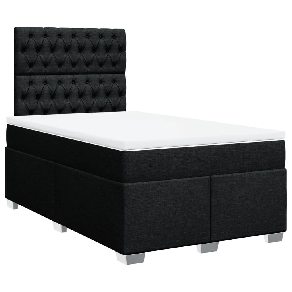 vidaXL Κρεβάτι Boxspring με Στρώμα Μαύρο 120x190 εκ. Υφασμάτινο