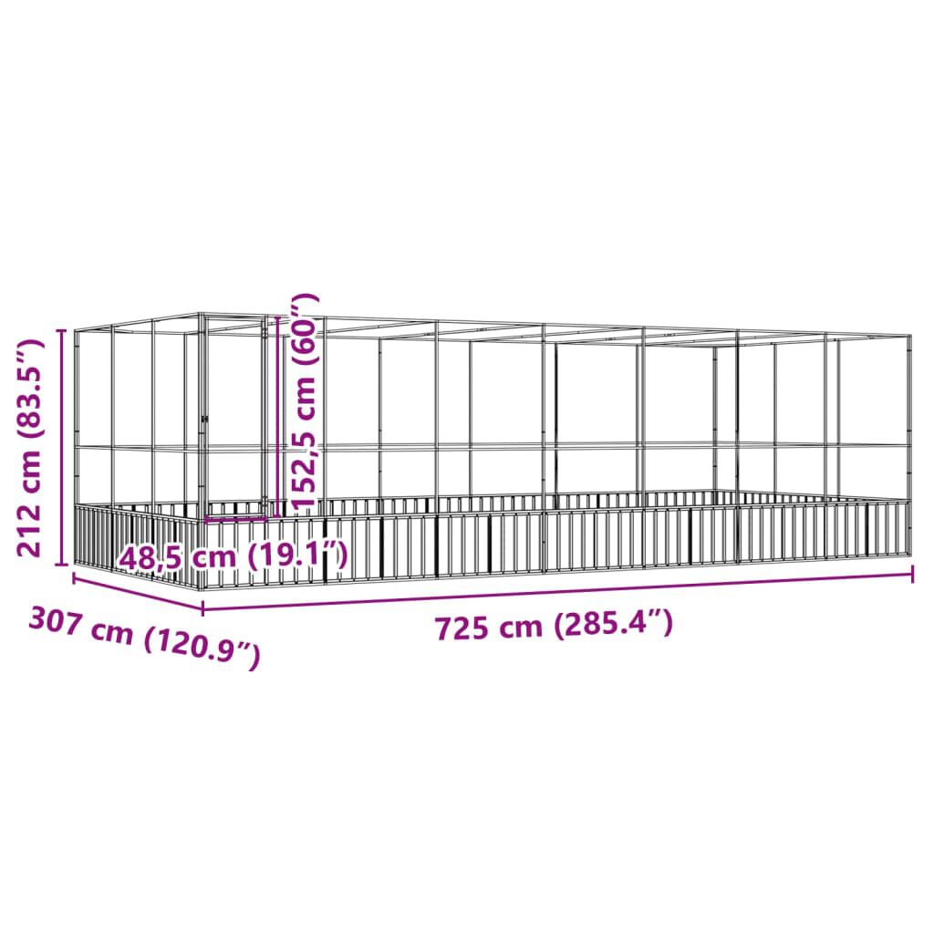 vidaXL Κλουβί με Επέκταση Ασημένιο 725x307x212 εκ. Ατσάλινο