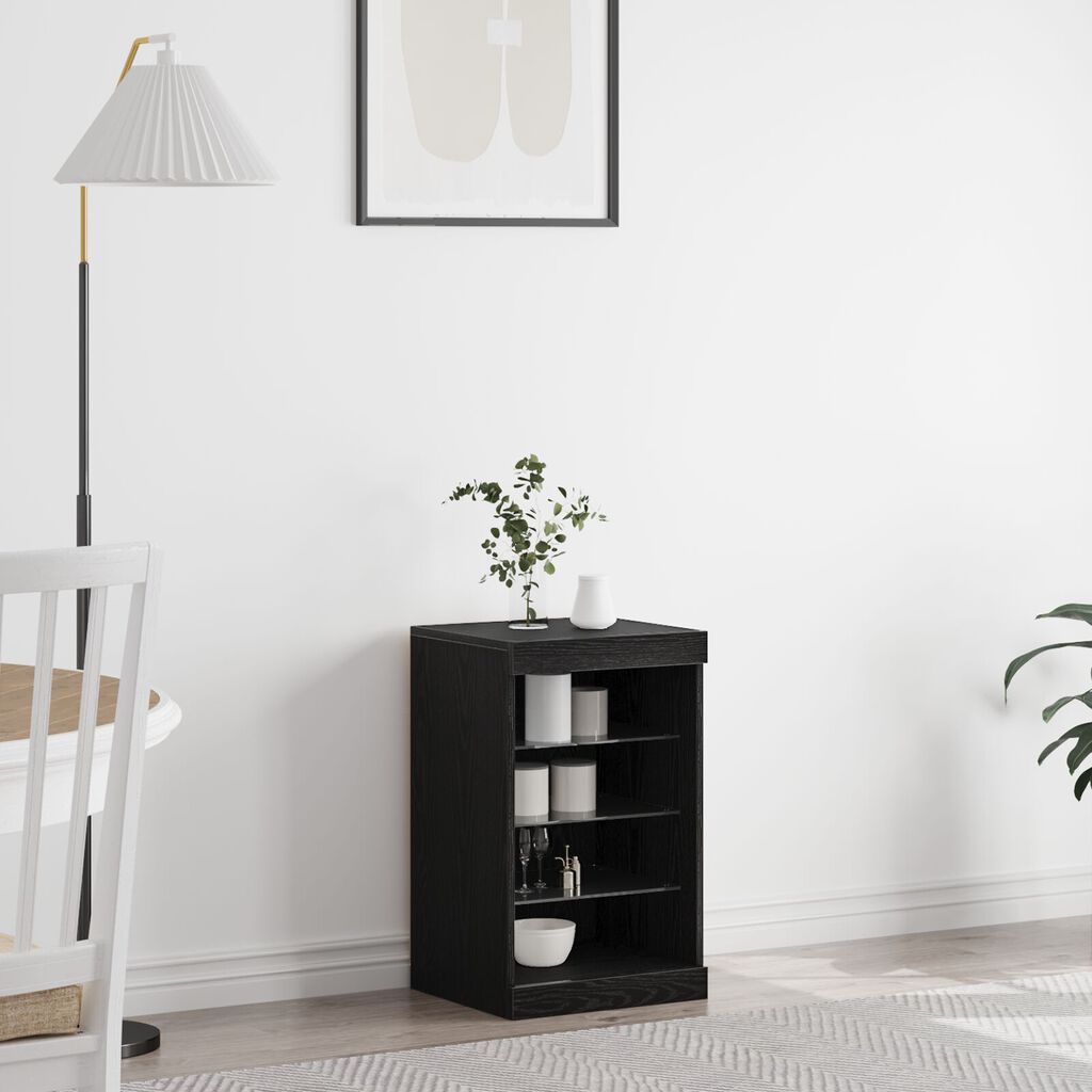 vidaXL Μπουφές με LED Φώτα Μαύρο Δρυς 41x37x67 εκ.