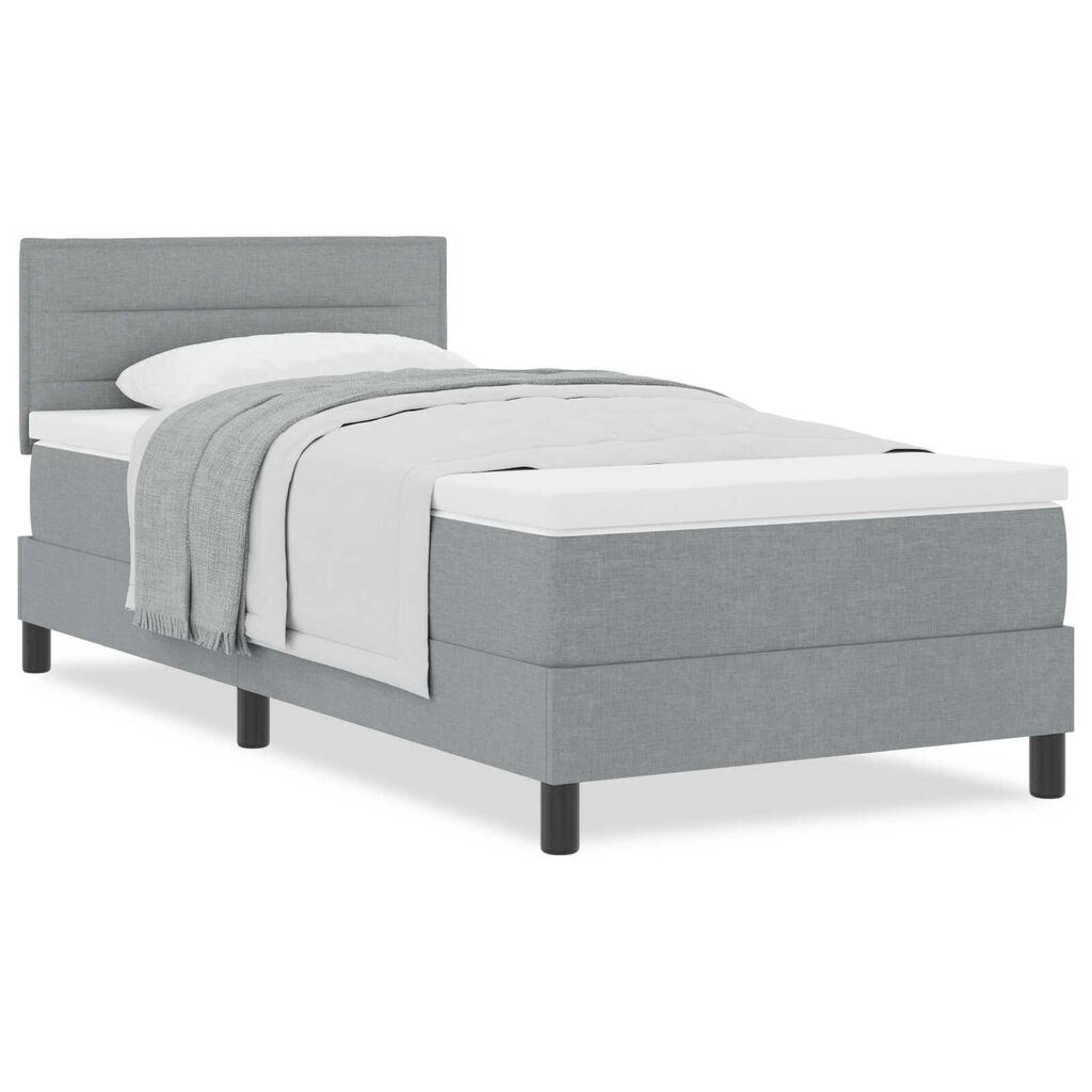 vidaXL Κρεβάτι Box Spring με Στρώμα Ανοιχτό Γκρι 90x190 εκ. Υφάσμα