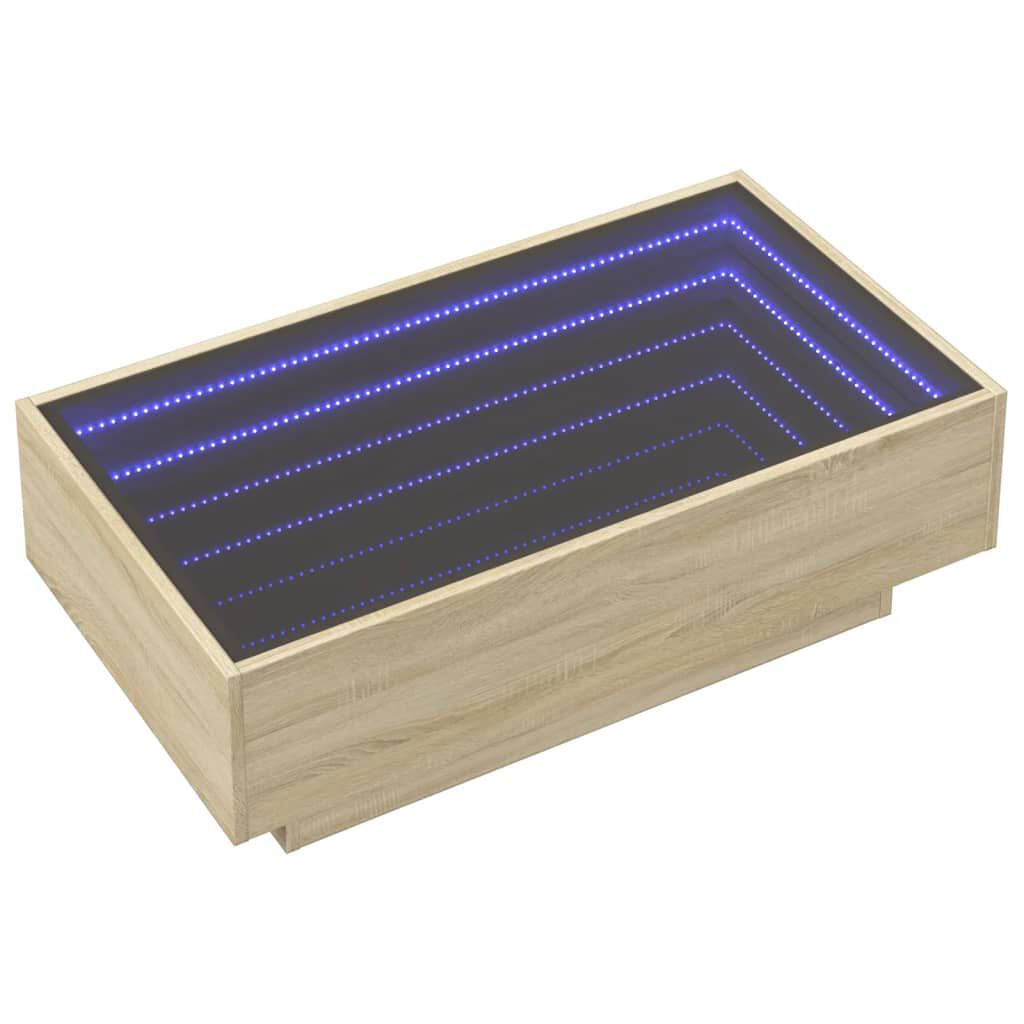vidaXL Τραπεζάκι Σαλονιού με LED Δρυς 90x50x30 εκ. Επεξεργασμένο Ξύλο