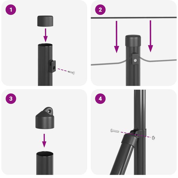 vidaXL Σετ Πόλων Φράχτη 7 pcs Γκρι Ø32mm 160 εκ Τσιμέντο