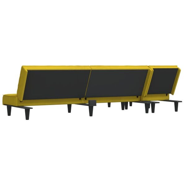 vidaXL Καναπές Κρεβάτι Γωνιακός Κίτρινος 255 x 140 x 70 εκ. Βελούδινος