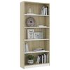 vidaXL Βιβλιοθήκη με 5 Ράφια Λευκό/Sonoma 80x24x175 εκ. Επεξ. Ξύλο