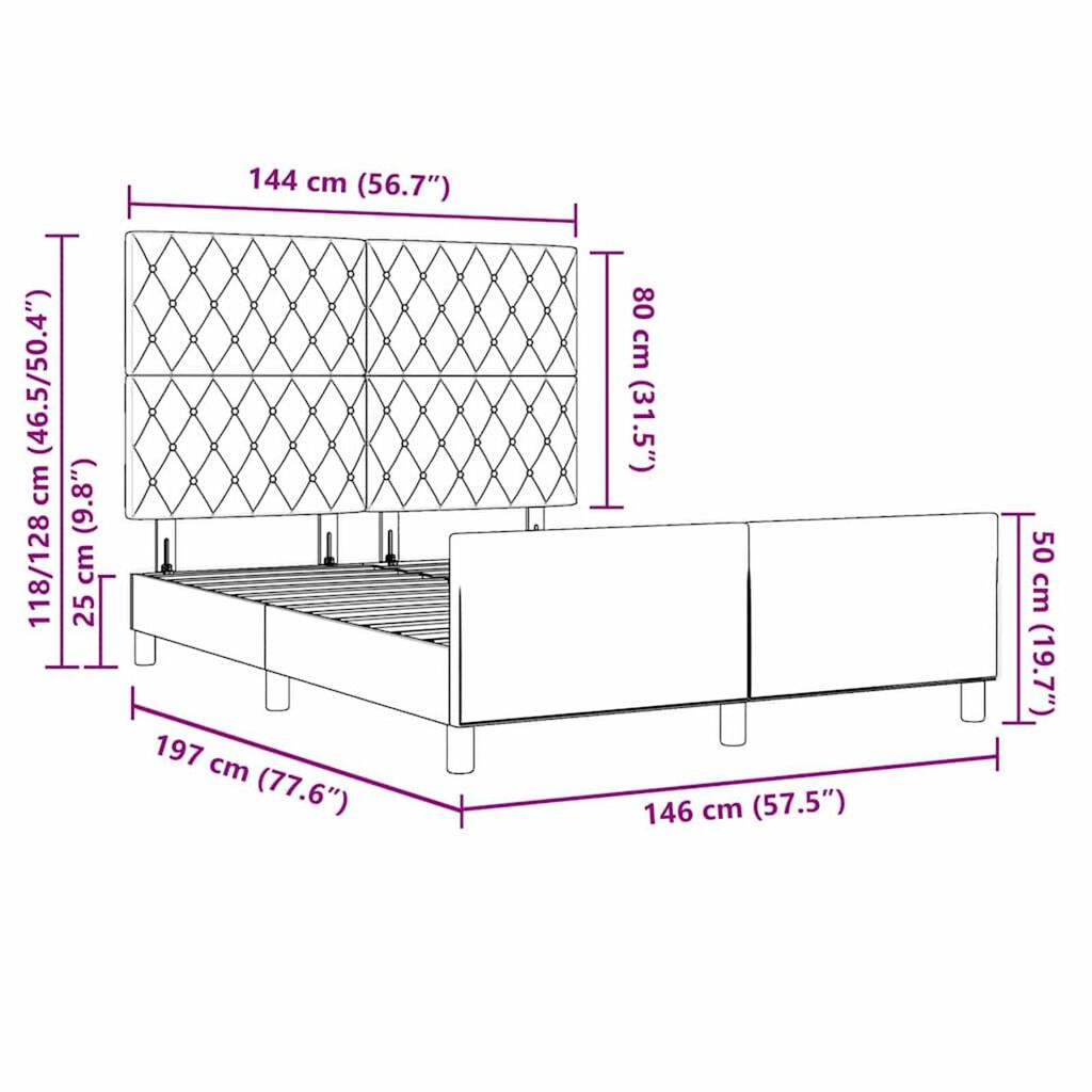 vidaXL Σκελετός Κρεβατιού Σκούρο πράσινο 140 x 190 cm Βελούδο