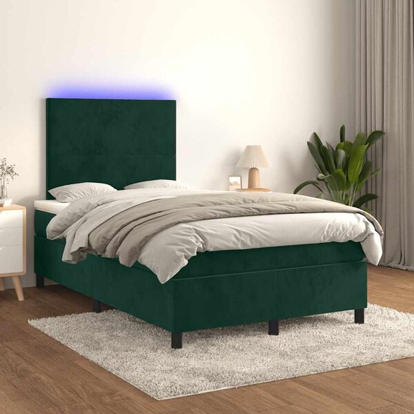 vidaXL &Kappa;&rho;&epsilon;&beta;ά&tau;&iota; Boxspring &mu;&epsilon; &Sigma;&tau;&rho;ώ&mu;&alpha; & LED &Sigma;&kappa;. &Pi;&rho;ά&sigma;&iota;&nu;&omicron; 120x200&epsilon;&kappa; &Beta;&epsilon;&lambda;&omicron;ύ&delta;&omicron;