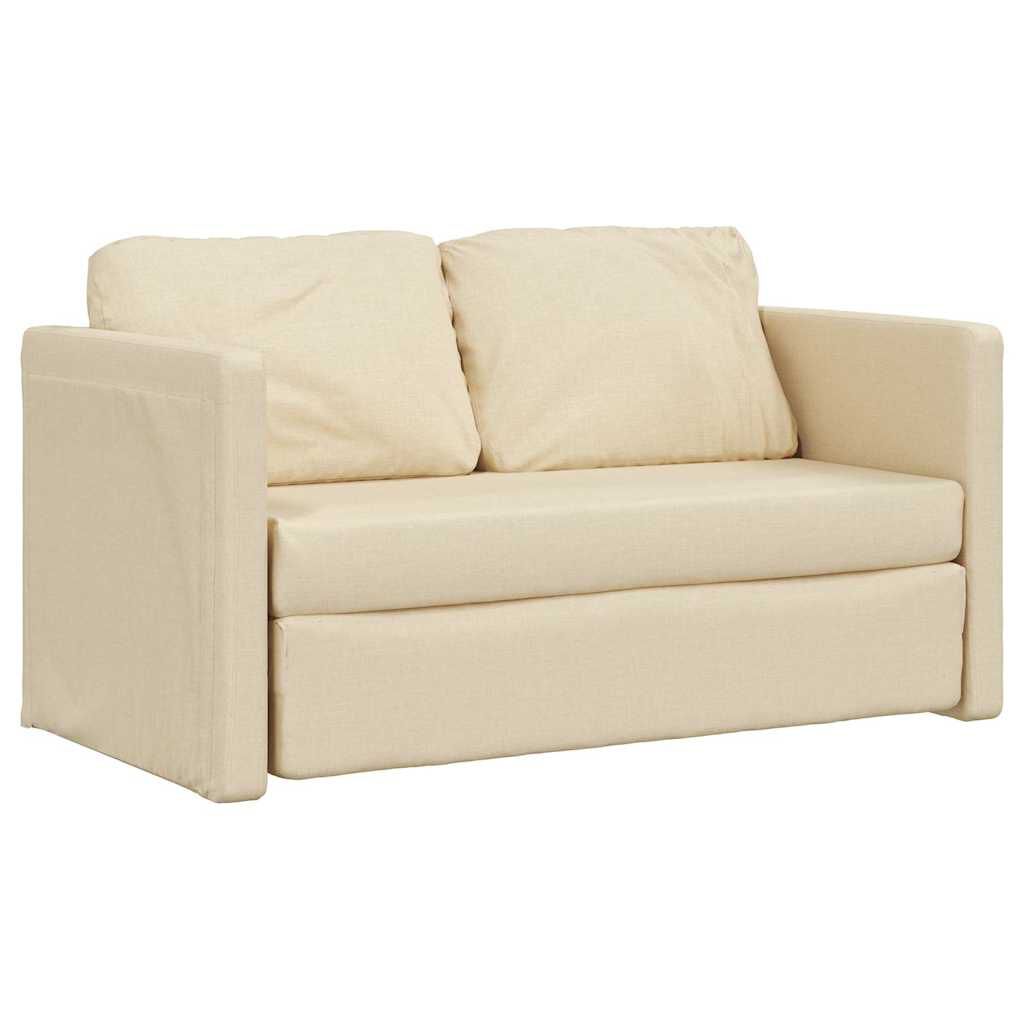 vidaXL Καναπές-Κρεβάτι Δαπέδου 2 σε 1 Κρεμ 112x174x55 εκ. Ύφασμα