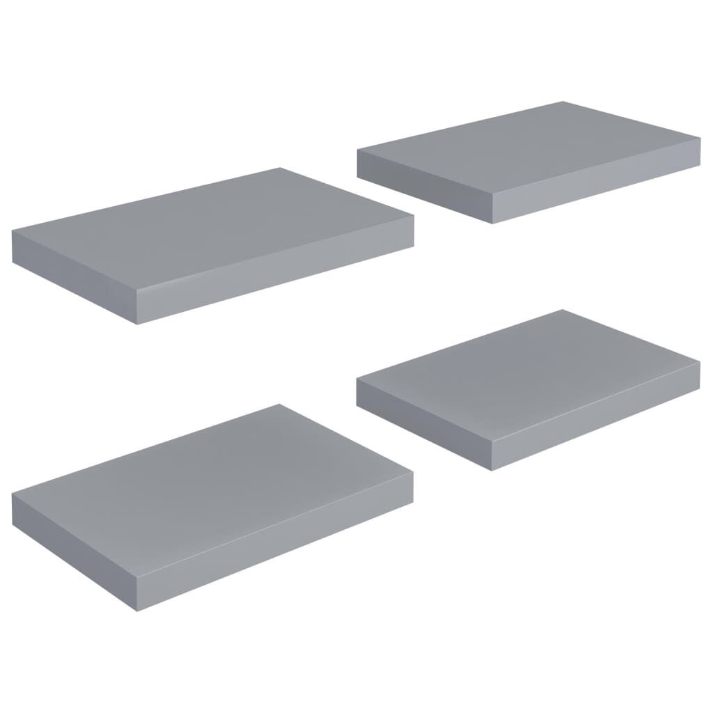 vidaXL Ράφια Τοίχου 4 τεμ. Γκρι 40 x 23 x 3,8 εκ. MDF