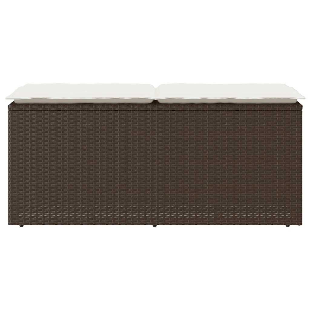 vidaXL Πάγκος κήπου με μαξιλάρι καφέ 110x40x44 cm Poly Rattan