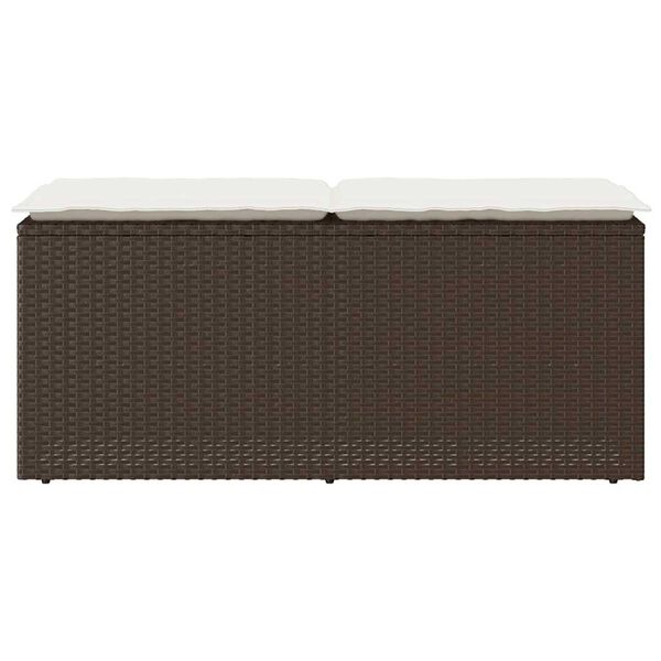 vidaXL Πάγκος κήπου με μαξιλάρι καφέ 110x40x44 cm Poly Rattan