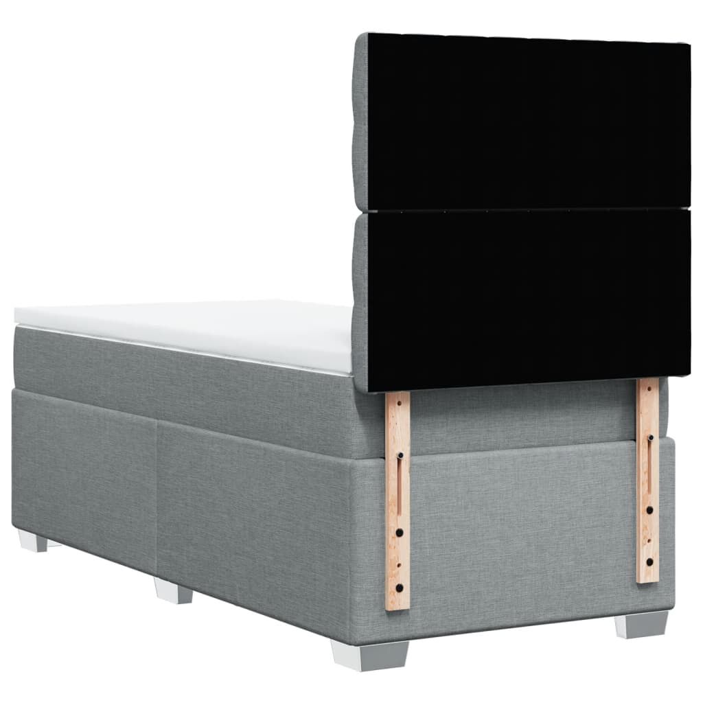 vidaXL Κρεβάτι Boxspring με Στρώμα Ανοιχτό Γκρι 90x190 εκ. Υφασμάτινο