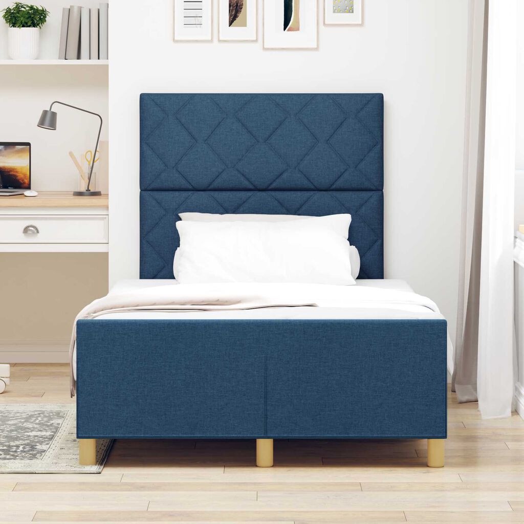 vidaXL Σκελετός Κρεβατιού με κεφαλάρι Μπλε 120 x 200 cm ύφασμα