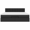vidaXL Οθωμανικό κρεβάτι με στρώματα & LEDs Μαύρο Faux Leather