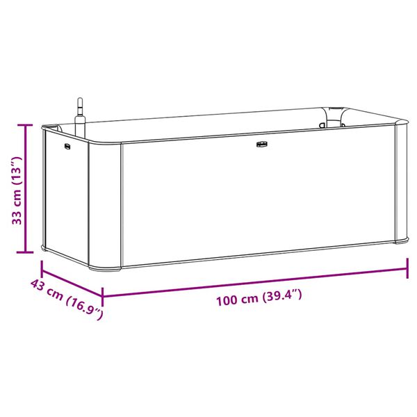 vidaXL Ζαρντινιέρα Κήπου Ανθρακί 100x43x33 εκ. με Αυτόματο Πότισμα