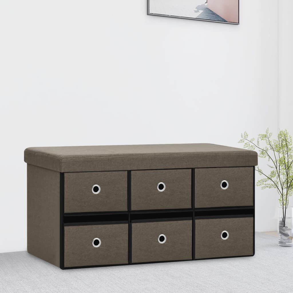 vidaXL Πτυσσόμενος Πάγκος Αποθήκευσης Καφέ 76x38x38 εκ. Συνθετικό Λινό