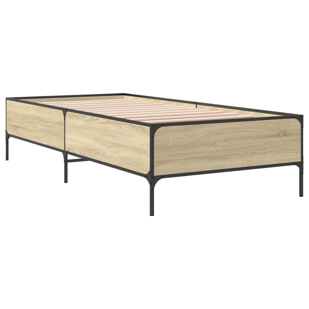vidaXL Πλαίσιο Κρεβατιού Sonoma Δρυς 100x200 εκ. Επεξ. Ξύλο & Μέταλλο