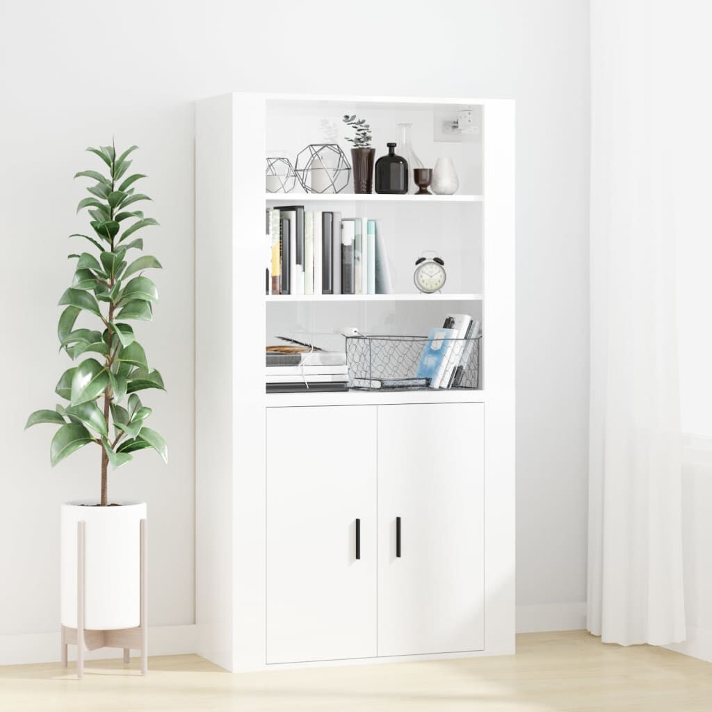 vidaXL Ντουλάπι Τοίχου Γυαλιστερό Λευκό 80x33x80 εκ.Επεξεργασμένο Ξύλο