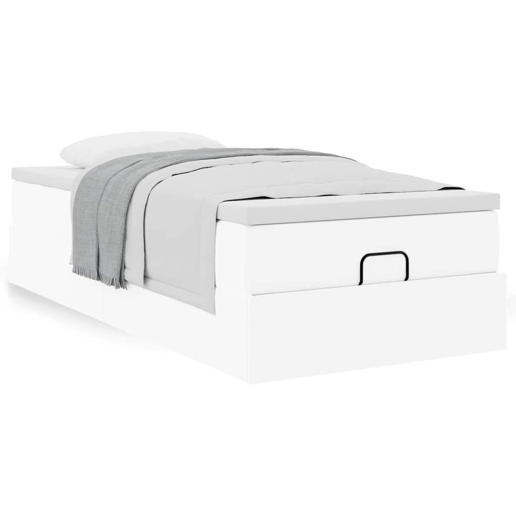 vidaXL Οθωμανικό κρεβάτι με στρώμα Λευκό 100x200cm Faux Leather