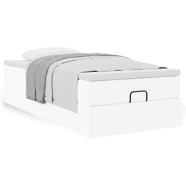 vidaXL Οθωμανικό κρεβάτι με στρώμα Λευκό 100x200cm Faux Leather