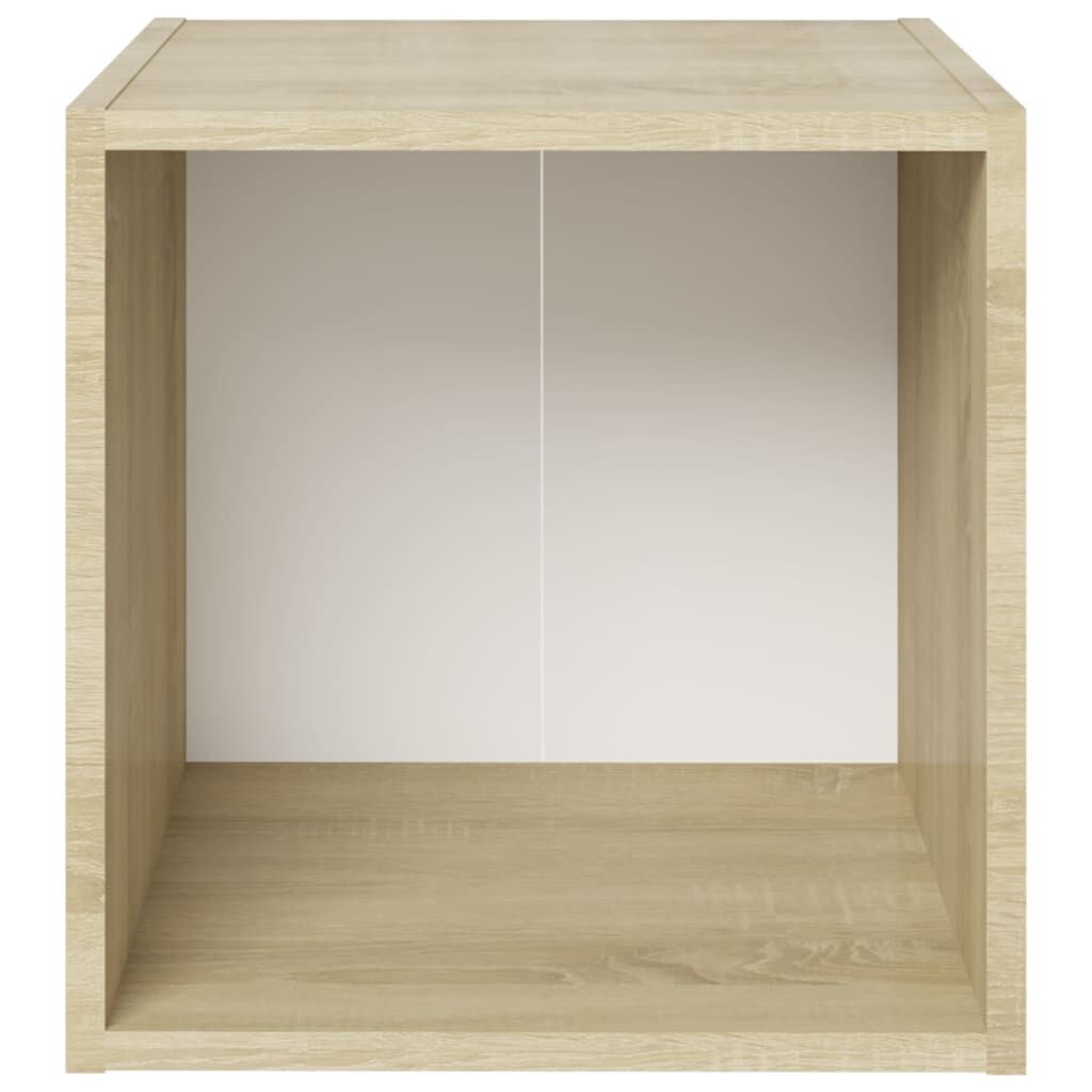 vidaXL Έπιπλα Τηλεόρασης 4 τεμ. Λευκό & Δρυς 37x35x37 εκ. Επεξ. Ξύλο