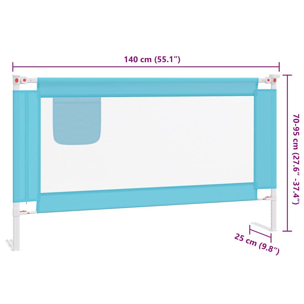 vidaXL Μπάρα Κρεβατιού Προστατευτική Μπλε 140 x 25 εκ. Υφασμάτινη