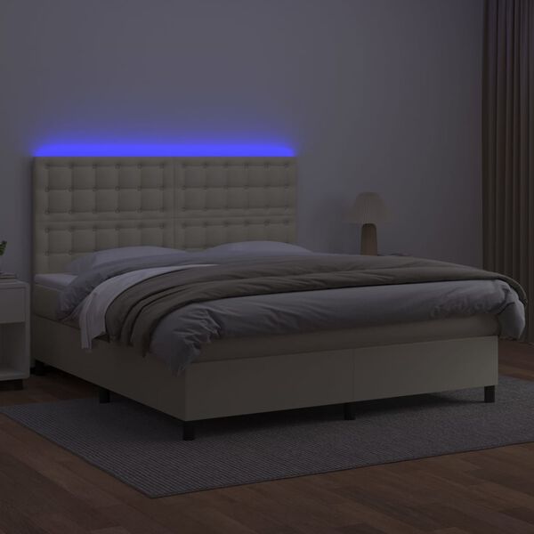 vidaXL &Kappa;&rho;&epsilon;&beta;ά&tau;&iota; Boxspring &mu;&epsilon; &Sigma;&tau;&rho;ώ&mu;&alpha; & LED &Kappa;&rho;&epsilon;&mu; 180x200 &epsilon;&kappa;. &Sigma;&upsilon;&nu;&theta;. &Delta;έ&rho;&mu;&alpha;