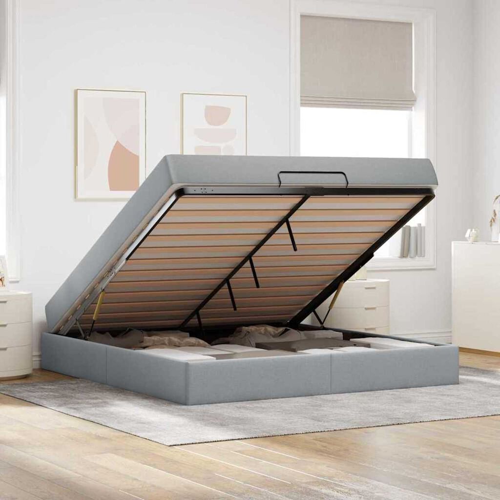 vidaXL Σκελετός Κρεβατιού Άλλο Ανοιχτό γκρι 180 x 200 cm ύφασμα