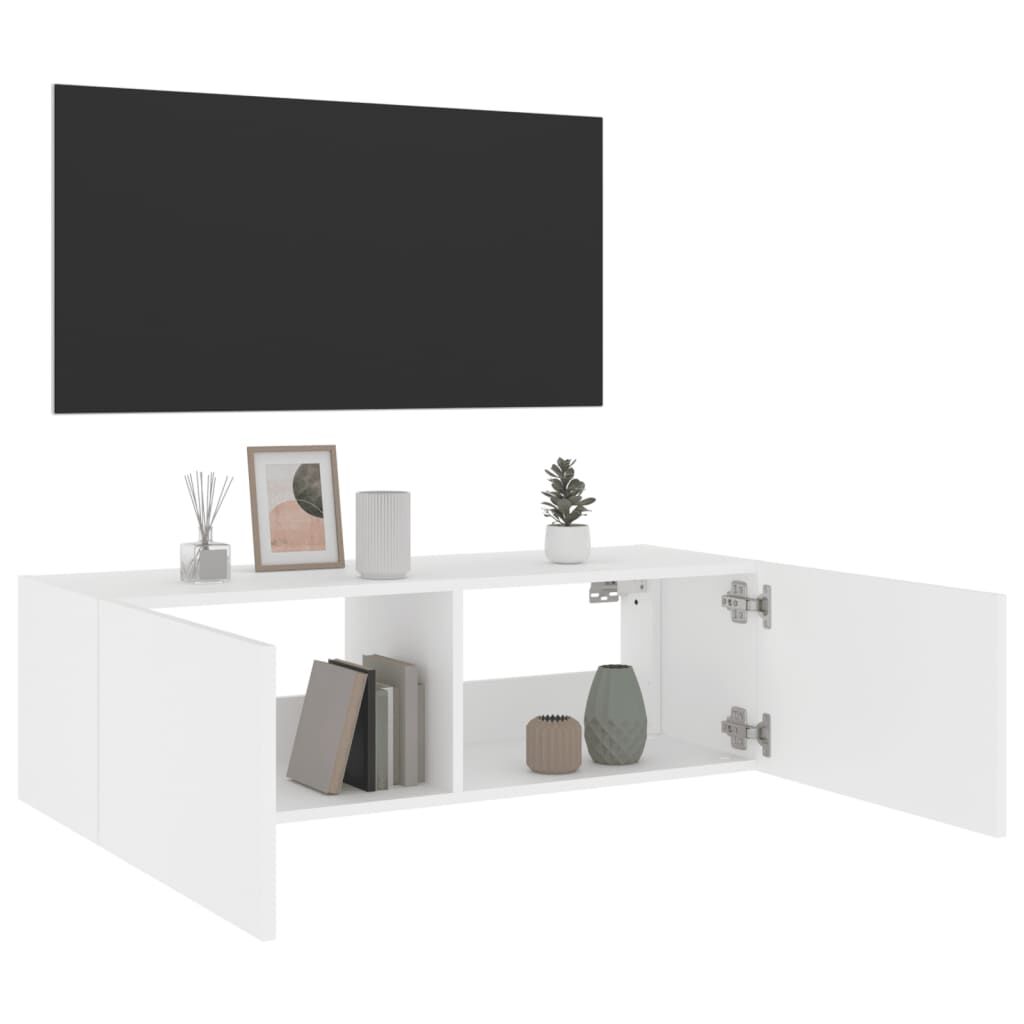 vidaXL Έπιπλο Τοίχου Τηλεόρασης με LED Λευκό 100x35x31 εκ.