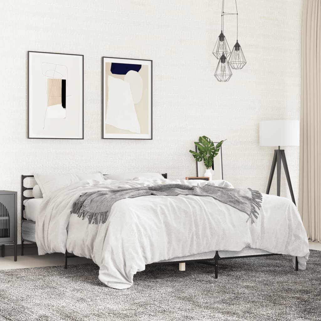 vidaXL Πλαίσιο Κρεβατιού Γκρι Sonoma 160x200 εκ. Επεξ. Ξύλο & Μέταλλο