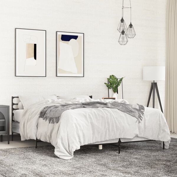 vidaXL Πλαίσιο Κρεβατιού Γκρι Sonoma 160x200 εκ. Επεξ. Ξύλο & Μέταλλο