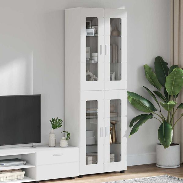 vidaXL Highboard FLORIN &Upsilon;&psi;&eta;&lambda;ή&sigmaf; &gamma;&upsilon;&alpha;&lambda;ά&delta;&alpha;&sigmaf; &lambda;&epsilon;&upsilon;&kappa;ό 60 x 35 x 182 &epsilon;&kappa;.