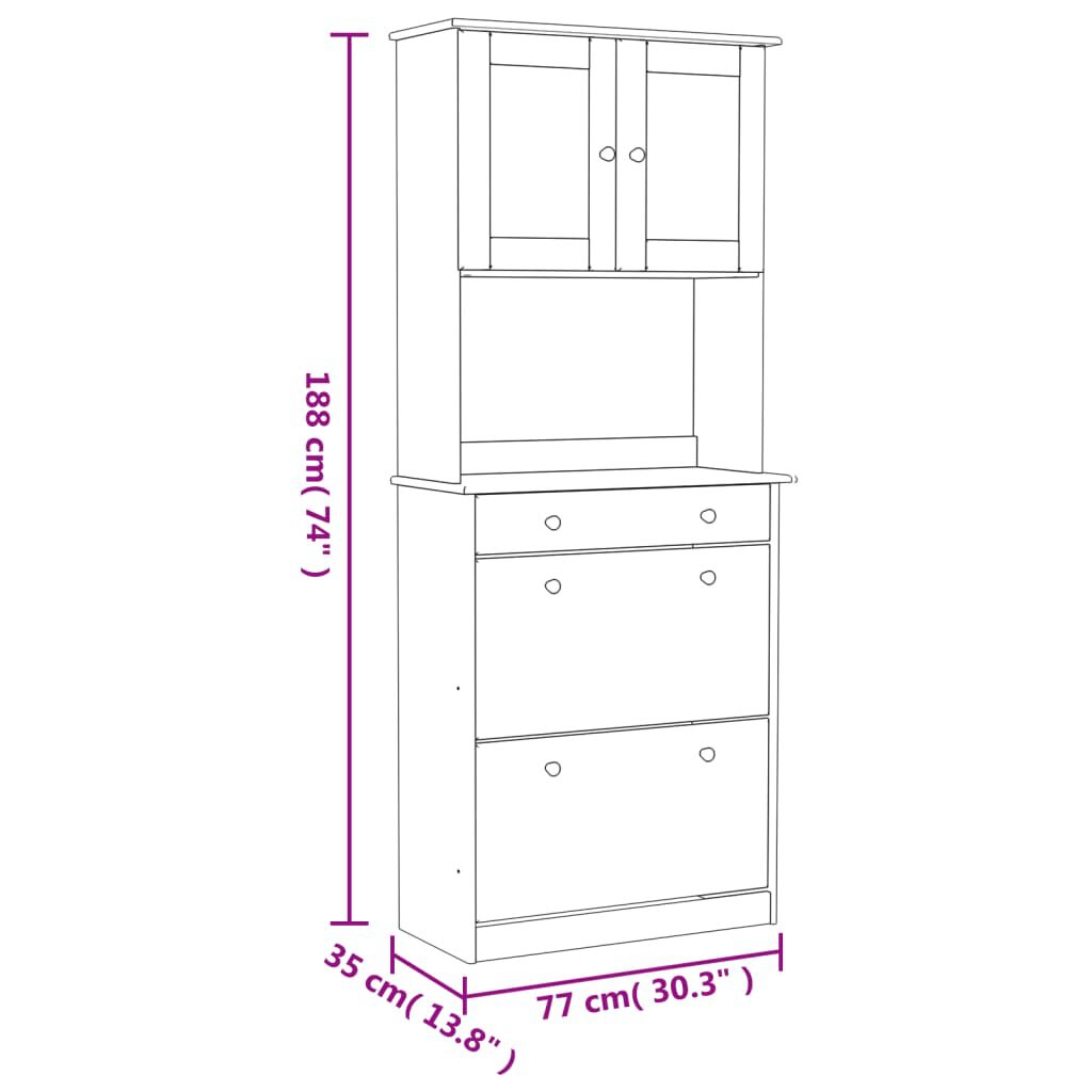 vidaXL Ντουλάπι ALTA 77 x 35 x 188 εκ. από Μασίφ Ξύλο Πεύκου