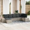 vidaXL Σετ Καναπέ Κήπου με μαξιλάρι 7 pcs Ανοιχτό γκρι Πολυ ράταν