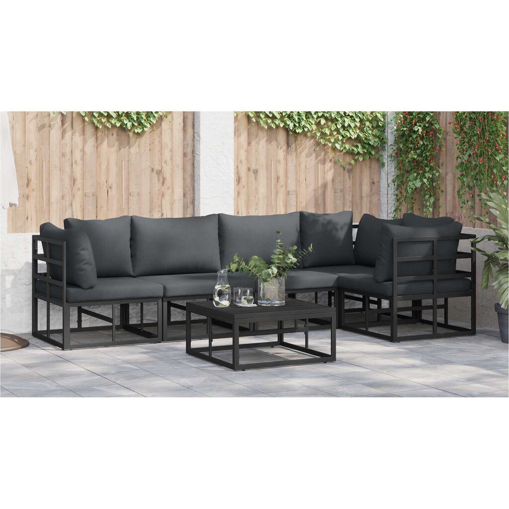 vidaXL Σετ Καναπέ Κήπου 5 pcs Μαύρο 283 x 143 x 71 εκ. Αλουμίνιο