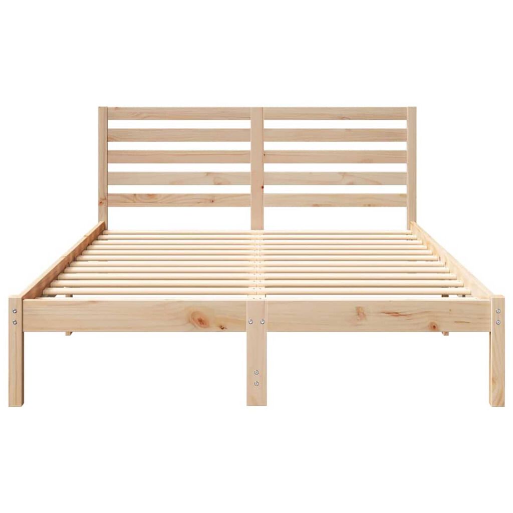 vidaXL Σκελετός Κρεβατιού Καφέ 135 x 190 cm Μασίφ ξύλο πεύκου