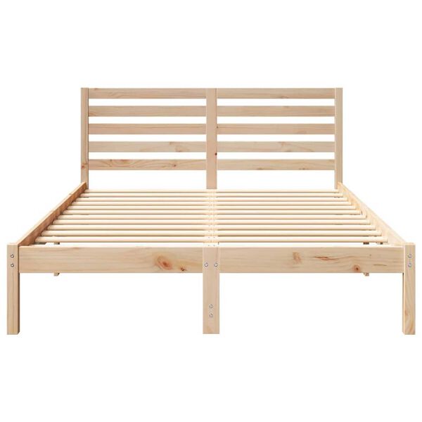 vidaXL Σκελετός Κρεβατιού Καφέ 135 x 190 cm Μασίφ ξύλο πεύκου