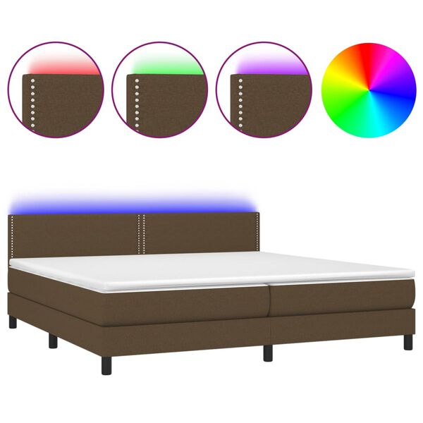 vidaXL &Kappa;&rho;&epsilon;&beta;ά&tau;&iota; Boxspring &mu;&epsilon; &Sigma;&tau;&rho;ώ&mu;&alpha; & LED &Sigma;&kappa;.&Kappa;&alpha;&phi;έ 200x200 &epsilon;&kappa; &Upsilon;&phi;&alpha;&sigma;&mu;ά&tau;&iota;&nu;&omicron;