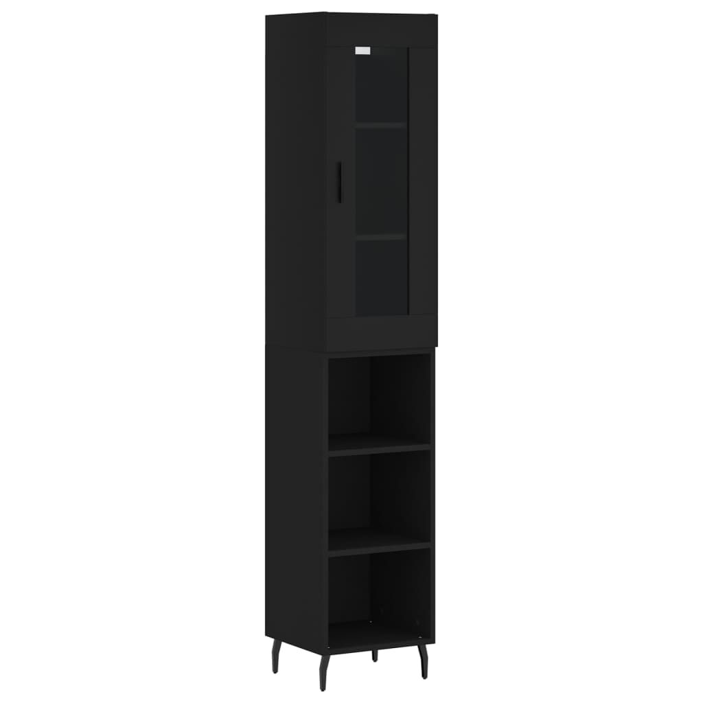 vidaXL Ντουλάπι Μαύρο 34,5 x 34 x 180 εκ. από Επεξεργασμένο Ξύλο