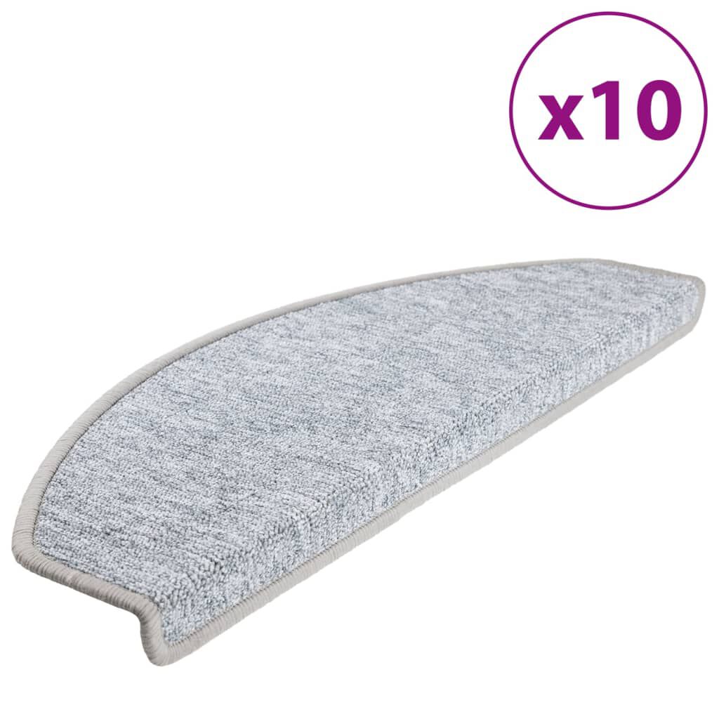 vidaXL Πατάκια Σκάλας 10 τεμ. Ανοιχτό Γκρι 65x24x4 εκ.