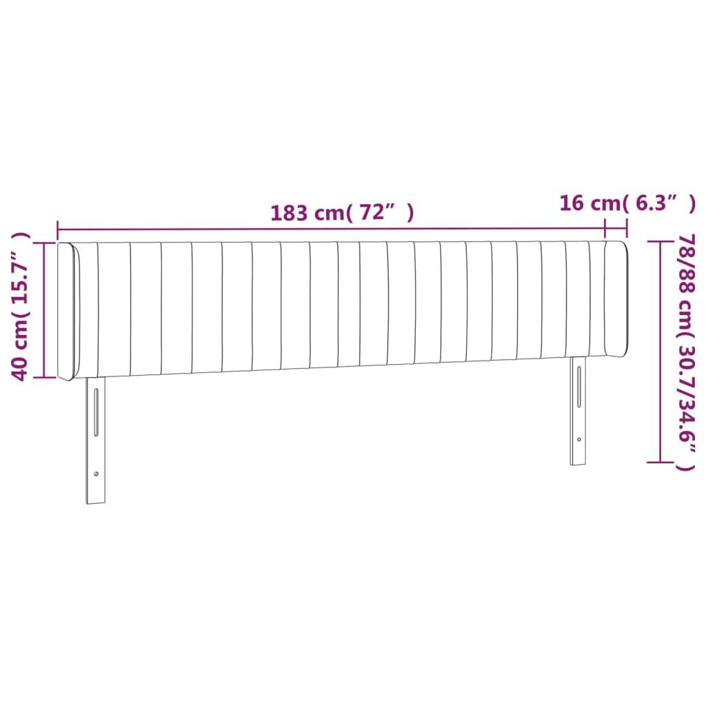 vidaXL Κεφαλάρι Κρεβατιού LED Σκούρο Μπλε 183x16x78/88 εκ. Βελούδινο