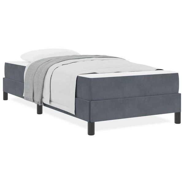 vidaXL Κρεβάτι box spring με στρώμα Σκούρο Γκρι 90 x 200 cm Βελούδο