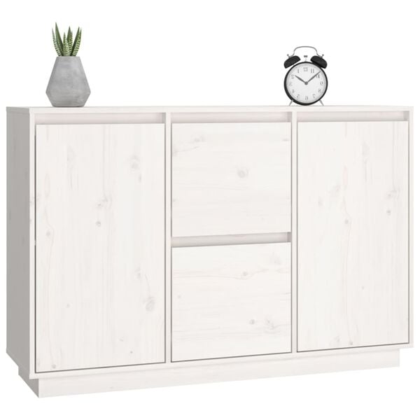 vidaXL Ντουλάπι Λευκό 111 x 34 x 75 εκ. από Μασίφ Ξύλο Πεύκου