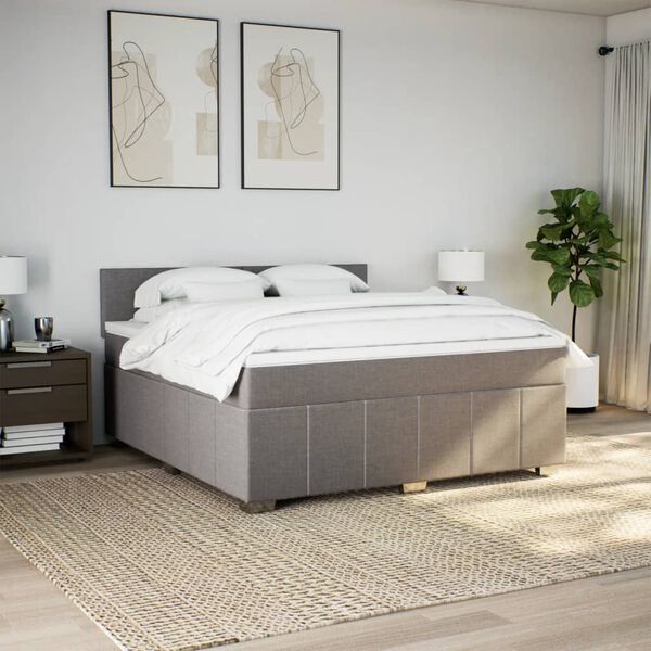 vidaXL &Kappa;&rho;&epsilon;&beta;ά&tau;&iota; Boxspring &mu;&epsilon; &Sigma;&tau;&rho;ώ&mu;&alpha; Taupe 180x200 &epsilon;&kappa;. &Upsilon;&phi;&alpha;&sigma;&mu;ά&tau;&iota;&nu;&omicron;