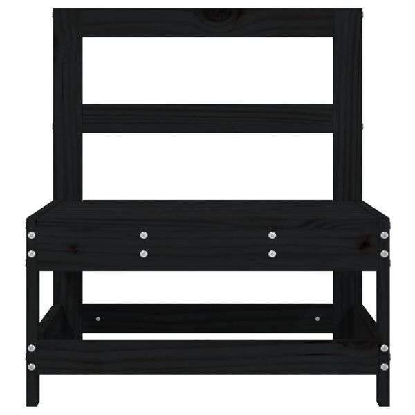 vidaXL Καναπές Κήπου Μεσαίος Μαύρος από Μασίφ Ξύλο Πεύκου