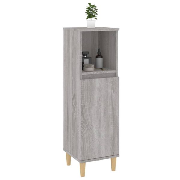 vidaXL Ντουλάπι Μπάνιου Γκρι Sonoma 30x30x100 εκ. Επεξεργασμένο Ξύλο