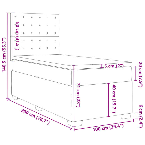 vidaXL Κρεβάτι Boxspring με Στρώμα Λευκό 100x200εκ.από Συνθετικό Δέρμα