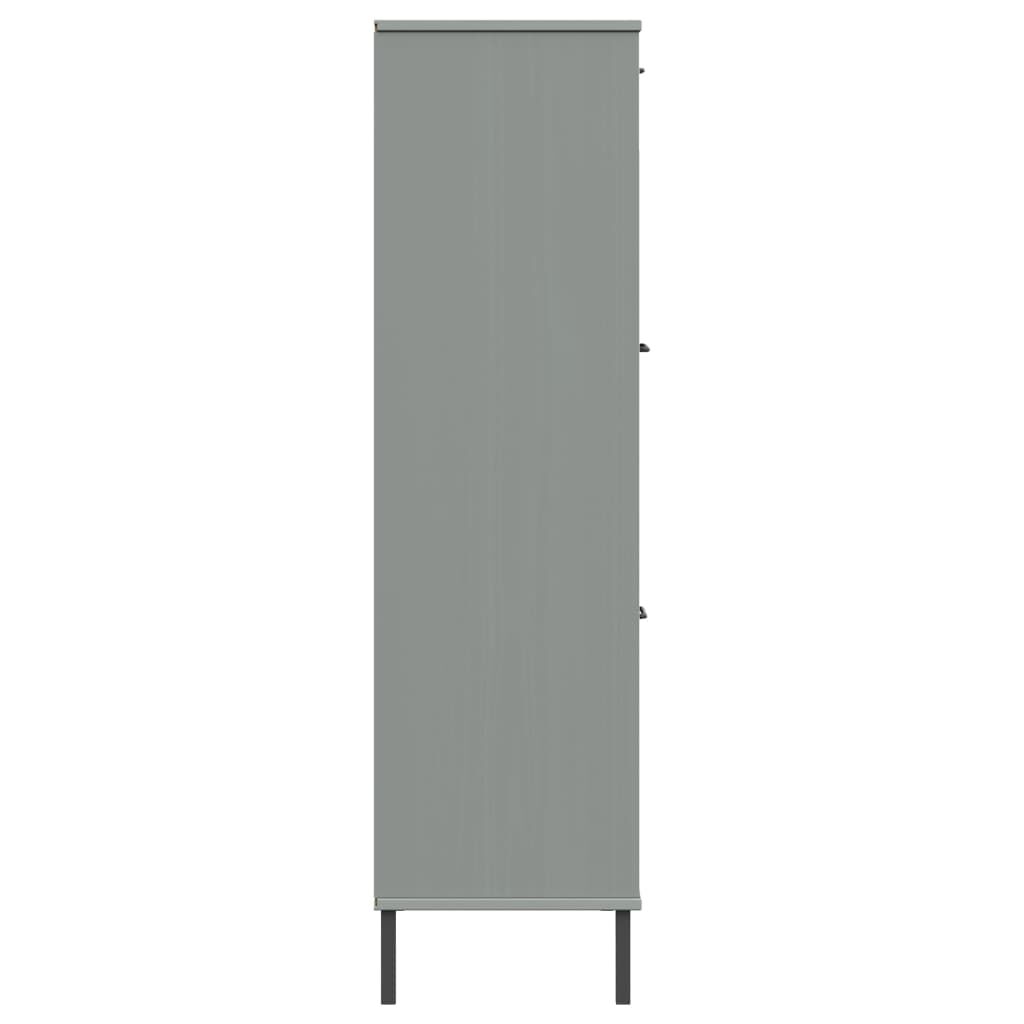 vidaXL Βιβλιοθήκη OSLO Γκρι 90x35x128,5 εκ. Μασίφ Ξύλο με Μετ. Πόδια