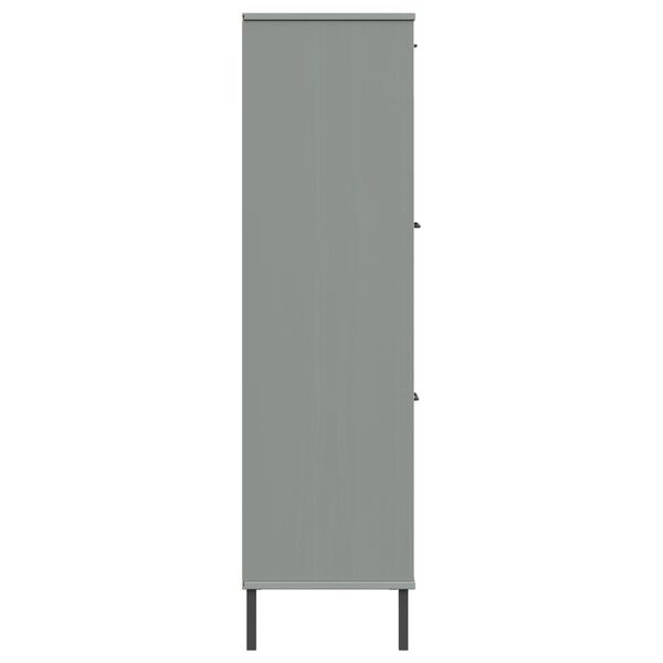 vidaXL Βιβλιοθήκη OSLO Γκρι 90x35x128,5 εκ. Μασίφ Ξύλο με Μετ. Πόδια